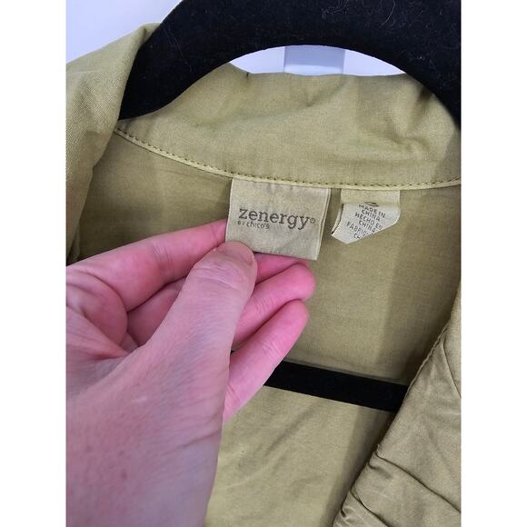 Zenergy By Chico's Women's Green Collared Long Sleeve Button Down Jacket Size 3 - Picture 3 of 5